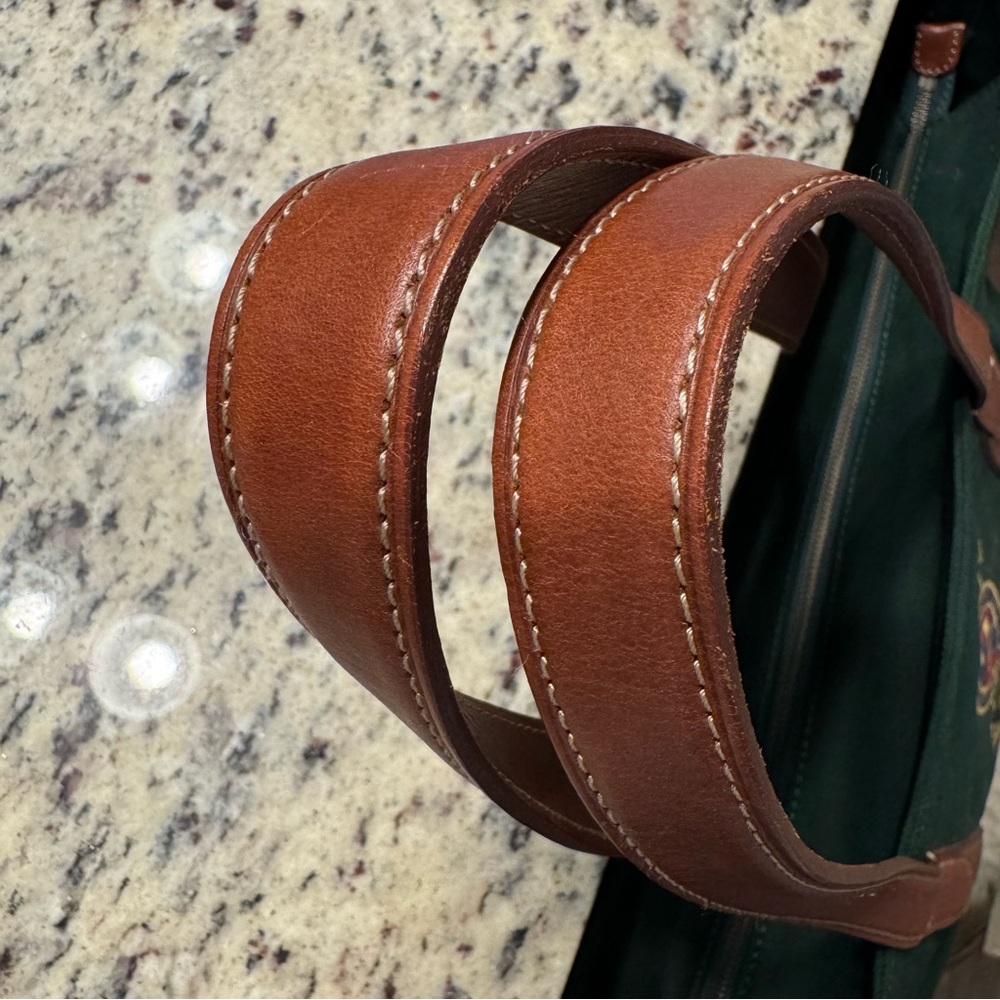 Polo by Ralph Lauren Green Canvas Tote with Brown Leather Trim - Picture 9 of 11